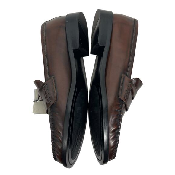 Mango Gathered Leather Moccasin Loafer Cognac Brown Size 40 - Picture 7 of 11